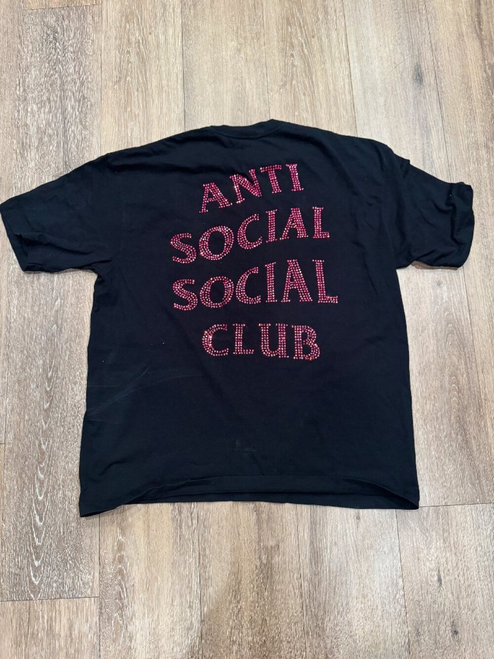 Anti Social Social Club Rhinestone Mind Games Tee Black/Pink   XL